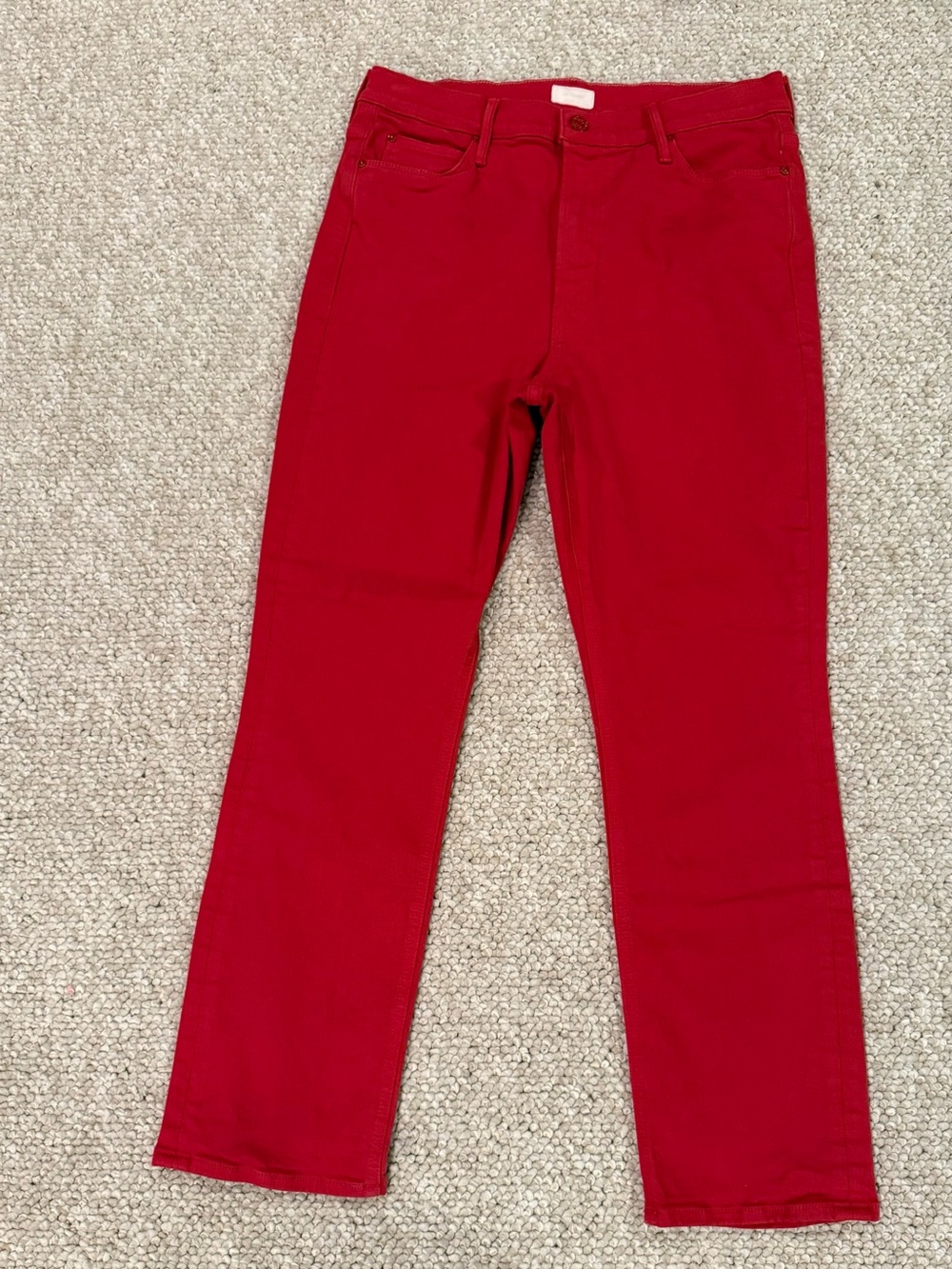 MOTHER Straight Leg Jeans in Vibrant Red